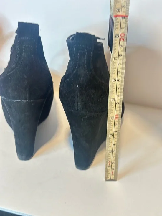 Jessica Simpson Dark Academia Grunge Black Suede Lace-Up Wedge Booties - Picture 8 of 10